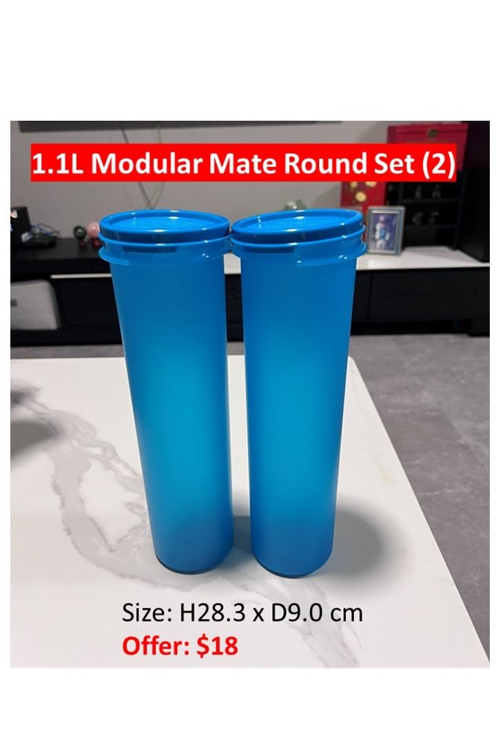 Tupperware 1.1L Modular Mate Round Set (2), Furniture & Home Living ...