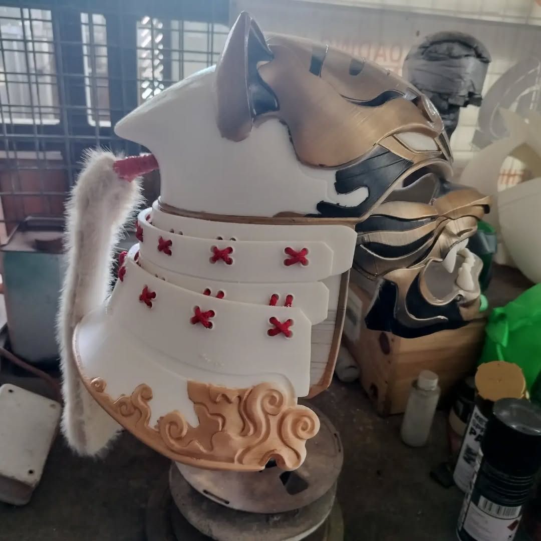 CUSTOM MADE] 1:1 Sengoku White Tiger Ranger Helmet - 3D Printed & Hand ...