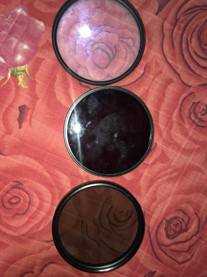 77mm Camera filters (Category: Camera Bags & Carriers) located in Dapa. Submitted by amity_eve (Listing ID 1400604325, Image 2). Description: Selling 3 filters (all 77mm): ND8 – unused, great for long exposure shots CPL – unused, helps reduce glare and improve color MC-UV – has light fungus but still usable for lens protection(can be cleaned) All are in good shape except the UV filter. Perfect for DSLR or mirrorless lenses with 77mm thread. askin
