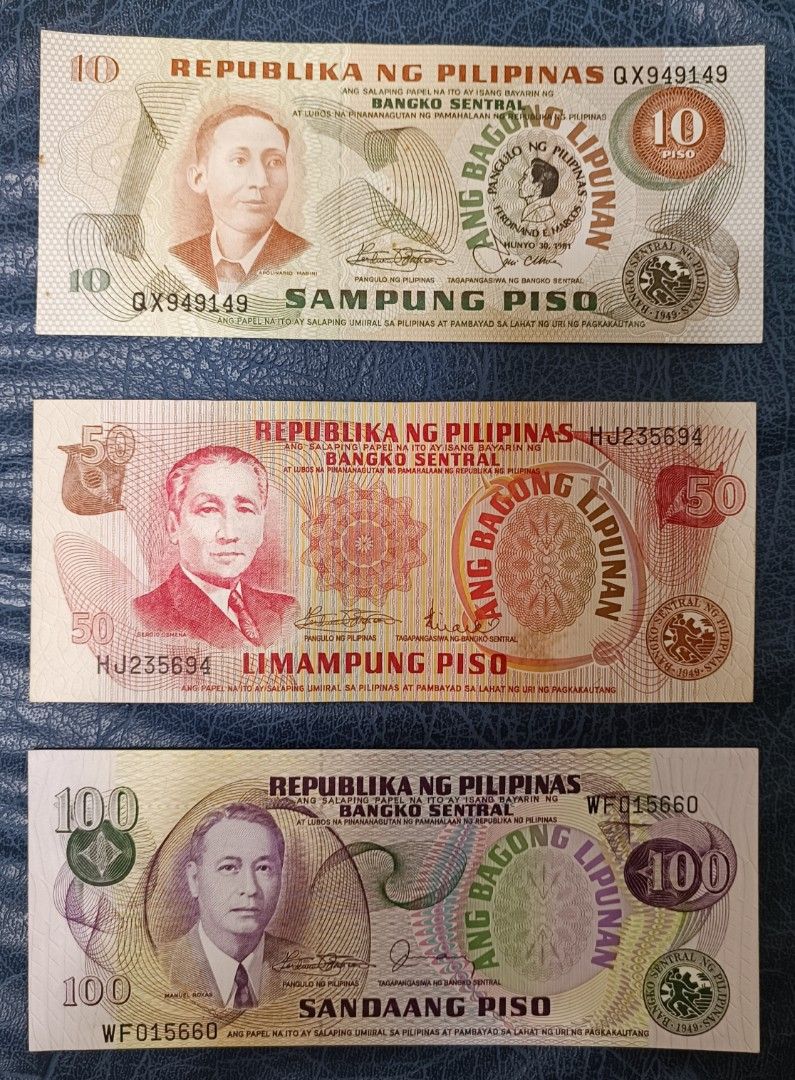 菲律賓紙幣10、50、100 披索, 興趣及遊戲, 收藏品及紀念品, 錢幣- Carousell