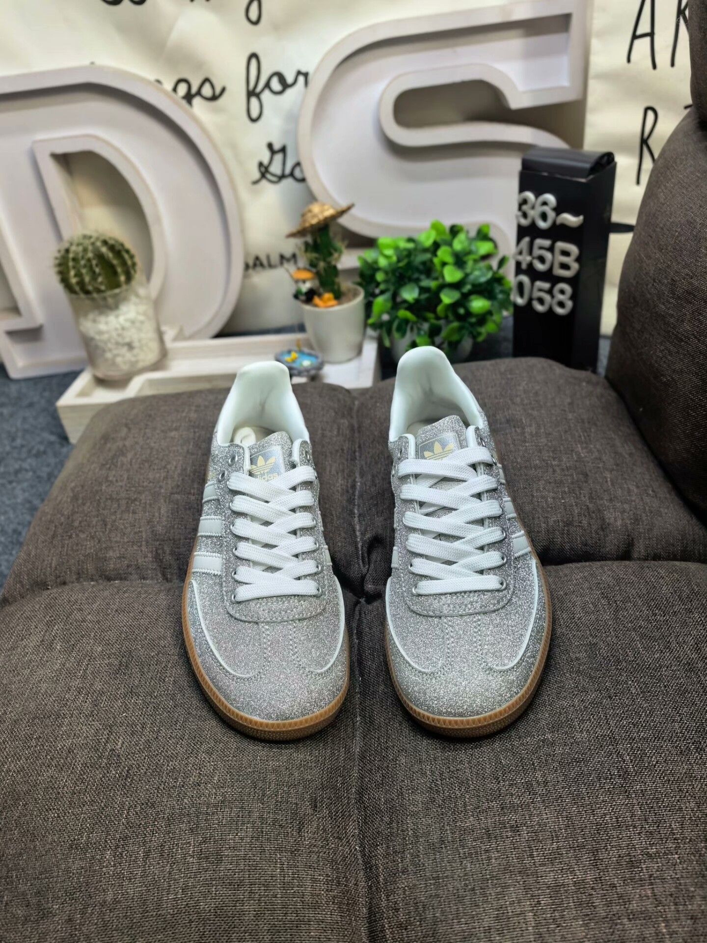 adidas gazelle silver green womens adidas Samba Og Trainers Snake Silver Metallic White Gum – OFFCUTS SHOES by  OFFICE main image 1
