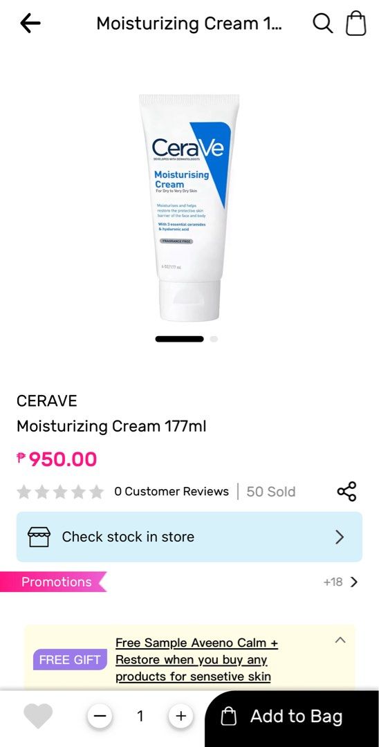 Cerave Moisturizing Cream (Category: Face Care) located in Quezon City. Submitted by ima_delr (Listing ID 1400673334, Image 3). Description: Brand new and sealed. Have multiple stocks if needed, available for pre-order too. Net Volume: 236ml Watsons has only 177 selling for Php950.00. Suited for all skin types, including sensitive skin #moisturizer #skincare #skin #care #sotd #regime #routine #ootd #serum #treat #treatment #pimple #acne #sun #sun