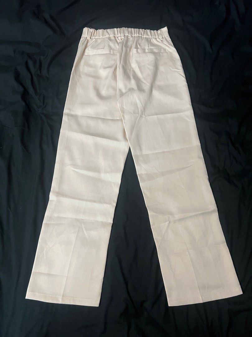 Cream-colored Straight Leg Pants (Category: Trousers) located in Cavite. Submitted by itsoper (Listing ID 1400692813, Image 2). Description: 🎬 TikTok Shop Find! Bought this on TikTok Shop and only used once — haha feeling artista 😆 Size: Small 📏 Measurements: Length: 37 inches Width: 13 inches (garterized, so it can stretch a bit more!).