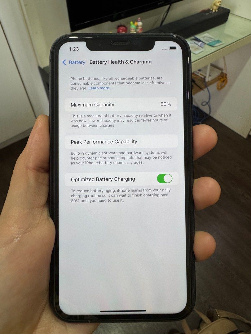 Iphone 11, 128 GB (Category: iPhone 11 Series) located in Quezon City. Submitted by CheekyPhoenix (Listing ID 1400643175, Image 3). Description: Rfs: Upgrade of phone - 80% battery health - light scratches - with tempered glass - camera and buttons are working fine - with cord charger - NO box and adaptor MOP: BPI/BDO/Gcash.