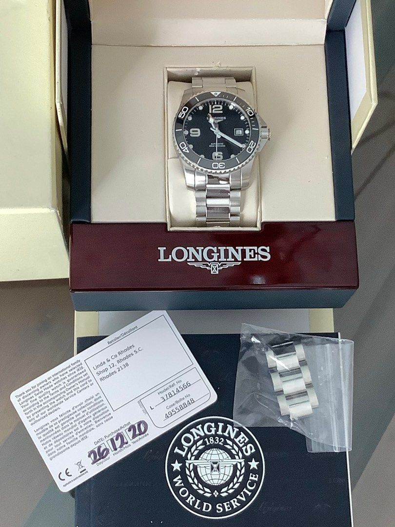 LONGINES HYDROCONQUEST AUTOMATIC 41MM (Category: Luxury Watches) located in Manila. Submitted by jeffreycar97535 (Listing ID 1400711370, Image 1). Description: LONGINES HYDROCONQUEST AUTOMATIC 41MM REF. MODEL# L3.781.4.56.6 SIZE: 41MM CASE SIZE. MOVEMENT: AUTOMATIC SELF-WINDING CALIBER L888. 72 HOUR POWER RESERVED. SCREW DOWN CROWN. BLACK DIAL. SUNRAY BLACK DIAL. SWISS SUPERLUMINOVA HOUR AND MARKERS. STAINLESS STEEL BRACELET WITH DOUBLE SAFETY FO