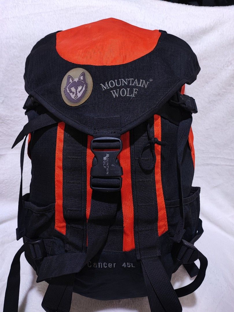 Mountain Wolf hiking bag (Category: Backpacks) located in Baguio. Submitted by ozara.06 (Listing ID 1400675839, Image 1). Description: Mountain Wolf hiking bag 45 L Excellent condition With Rain Cover 1400.