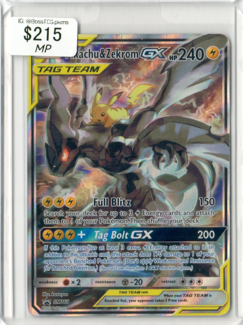 Pikachu & Zekrom GX Tag Team GX TTGX Pokemon TCG Card English PROMO ...