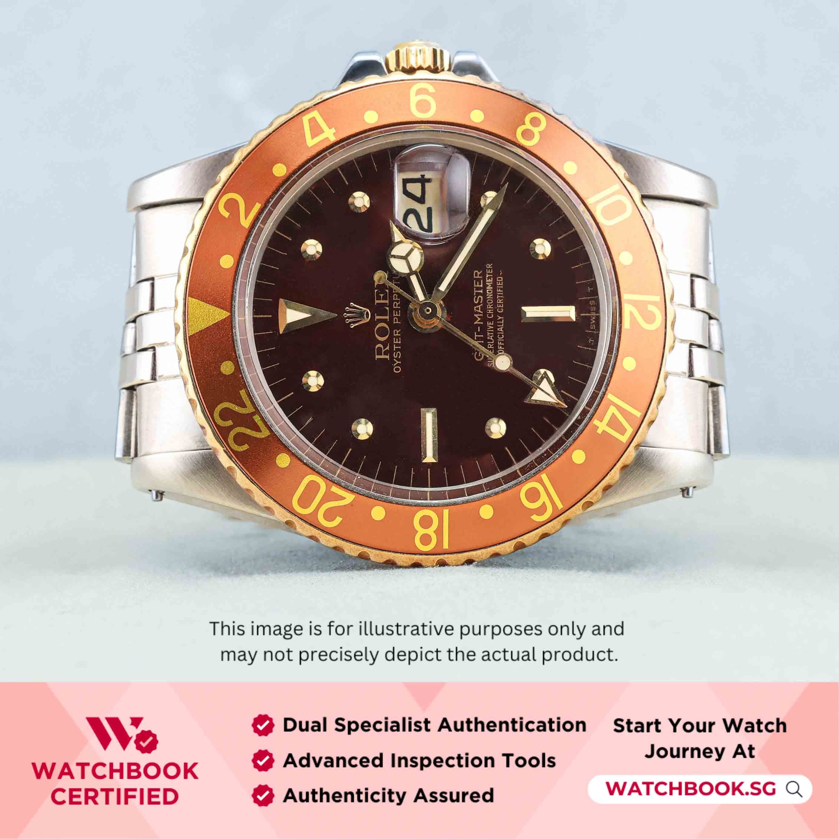 Preloved Rolex GMT-Master Leather 1675/3 Nipple Dial Dial A4395