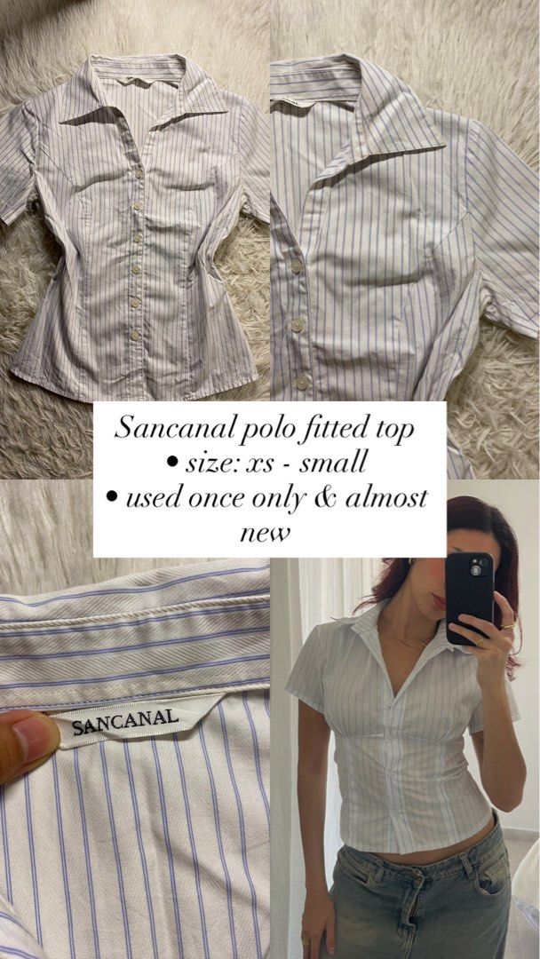 Sancanal Polo Fitted Top (Category: Blouses) located in Caloocan City. Submitted by ky.mndjr (Listing ID 1400739851, Image 2). Description: Sancanal polo fitted top size: xs - small used once only & almost new.