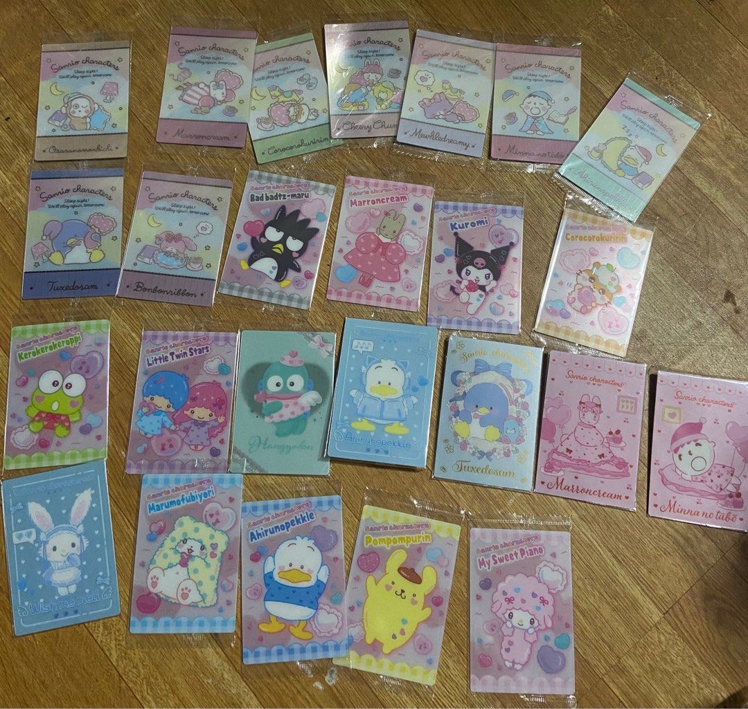 Sanrio Wafer Cards (Category: Raw Singles) located in Quezon City. Submitted by ysabelle_bianca_27 (Listing ID 1400709010, Image 1). Description: ✨ Sanrio Wafer / Trading / Collectibe Cards✨ Decluttering!! 💖 Sold as set Loc: QC / BGC Tags: Cinnamoroll, Pochacco, Hello Kitty, Kuromi, Sweet Piano, My Melody, Pompompurin, Badtzmaru, Hangyodon, Sanrio, Sanrio Cards, Sanrio Wafer Cards #sanriocards #sanriowafercards.