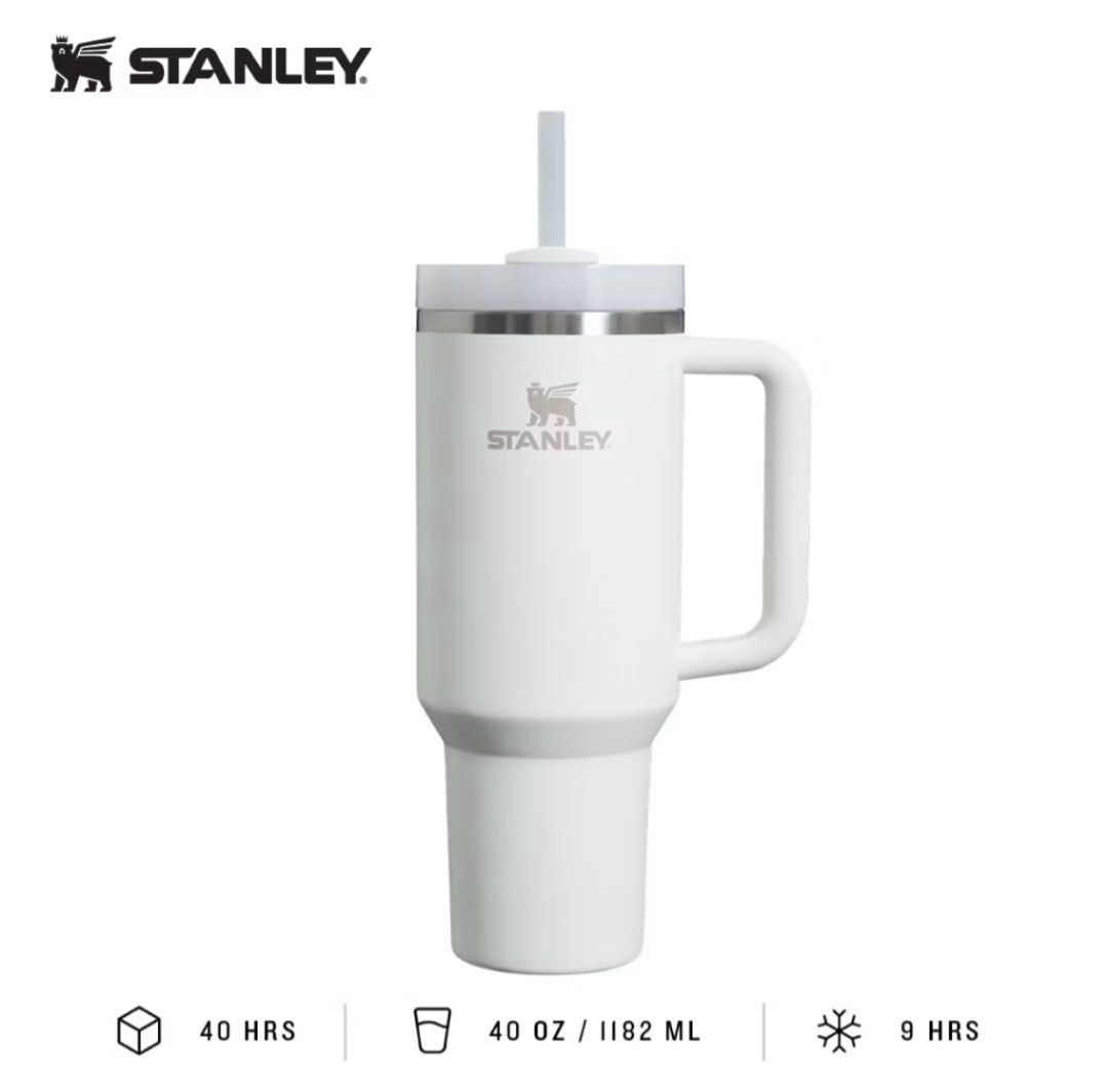 Stanley The Quencher H2.0 FlowState Tumbler - Frost (Category: Water Bottles & Tumblers) located in Singapore. Submitted by xevangeline (Listing ID 1400770799, Image 1). Description: Stanley The Quencher H2.0 FlowState Tumbler Size: 40oz/1182ml Colour: Frost Retail price: $76 Selling for: $49 Used few times, selling as i prefer another colour Pick up at One raffles quay, tampines walk or evergreen gardens.