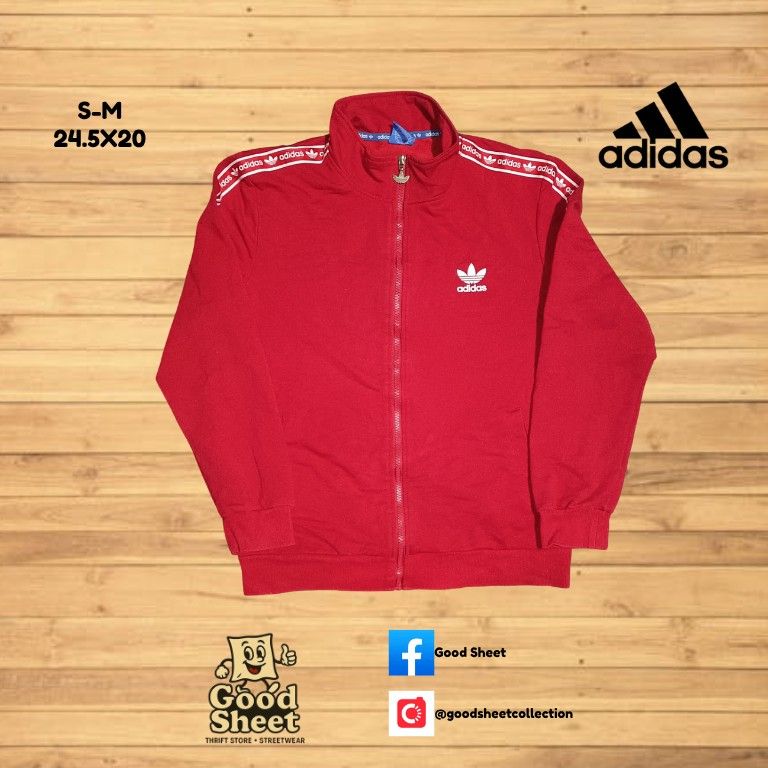 ADIDAS SIDE TAPE TRACK JACKET (Category: Coats, Jackets and Outerwear) located in Lucban. Submitted by goodsheetcollection (Listing ID 1400834215, Image 1). Description: excellent condition details indicated in photo visit shop for more items like this pm for more info.