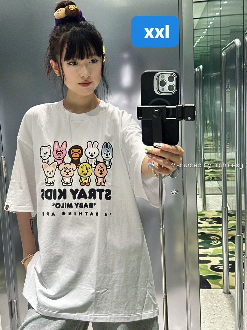 BAPE X STRAY KIDS SKZOO FAMILY BABY MILO TEE, Men's Fashion, Tops