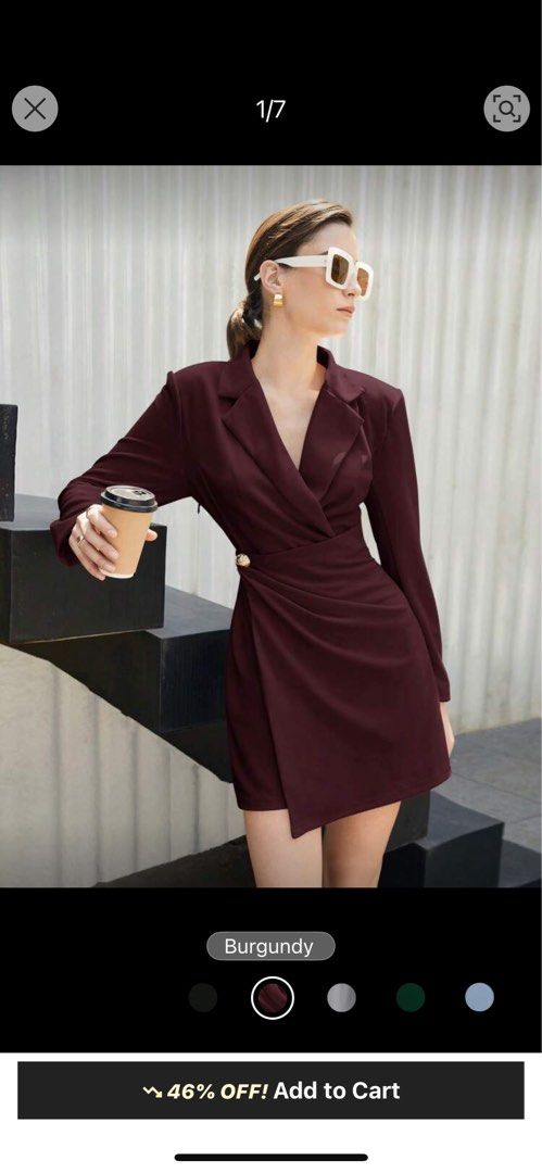 Blazer (formal ) Dress Burgundy (Category: Dresses) located in Quezon City. Submitted by plines (Listing ID 1400786975, Image 1). Description: XS - small.