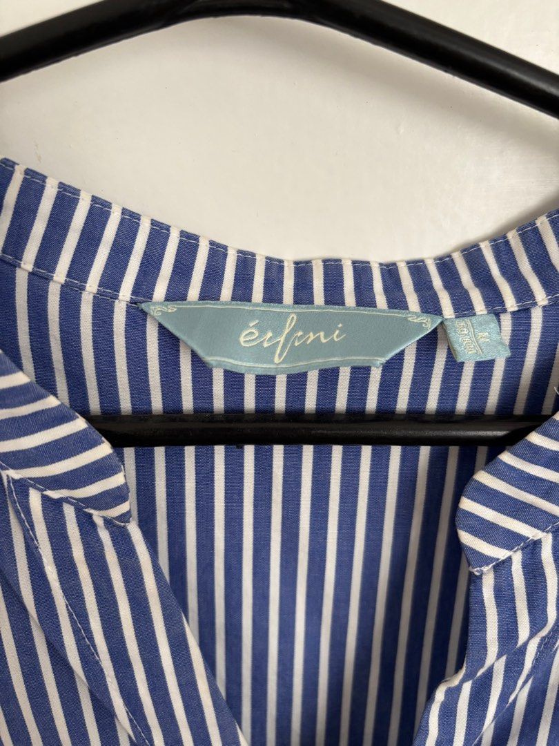Blue vertical stripes casual dress (Category: Dresses) located in Quezon City. Submitted by pritz (Listing ID 1400809069, Image 3). Description: Wore a few times only No issues Nice fit in actual - specially the skirt part Small to semi-medium RFS: decluttering.