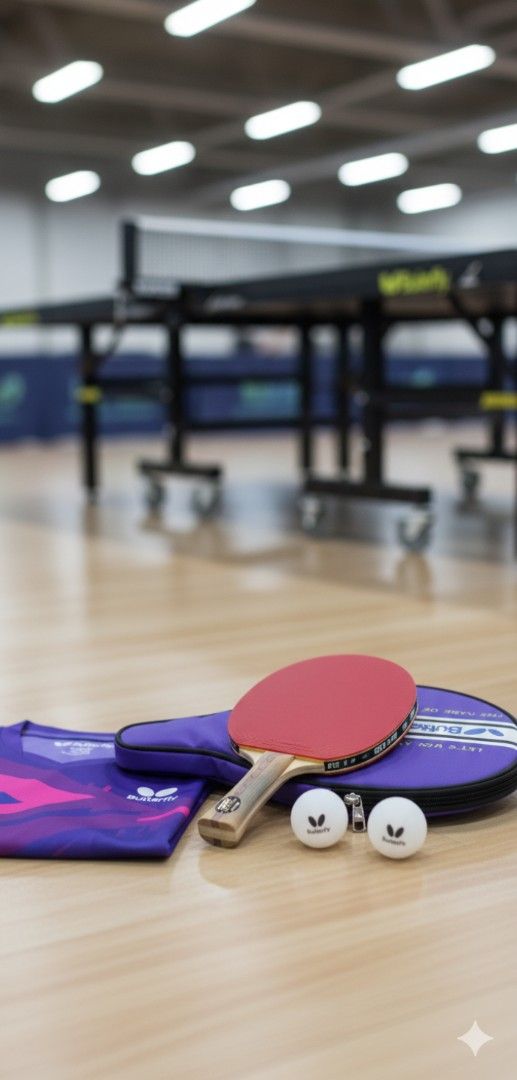Butterfly Table Tennis Set (Category: Racket and Ball Sports) located in Manila. Submitted by pulangarawfinds (Listing ID 1400908578, Image 2). Description: Butterfly table tennis set - Includes: - Paddle (red rubber) - Purple paddle case with Butterfly logo .
