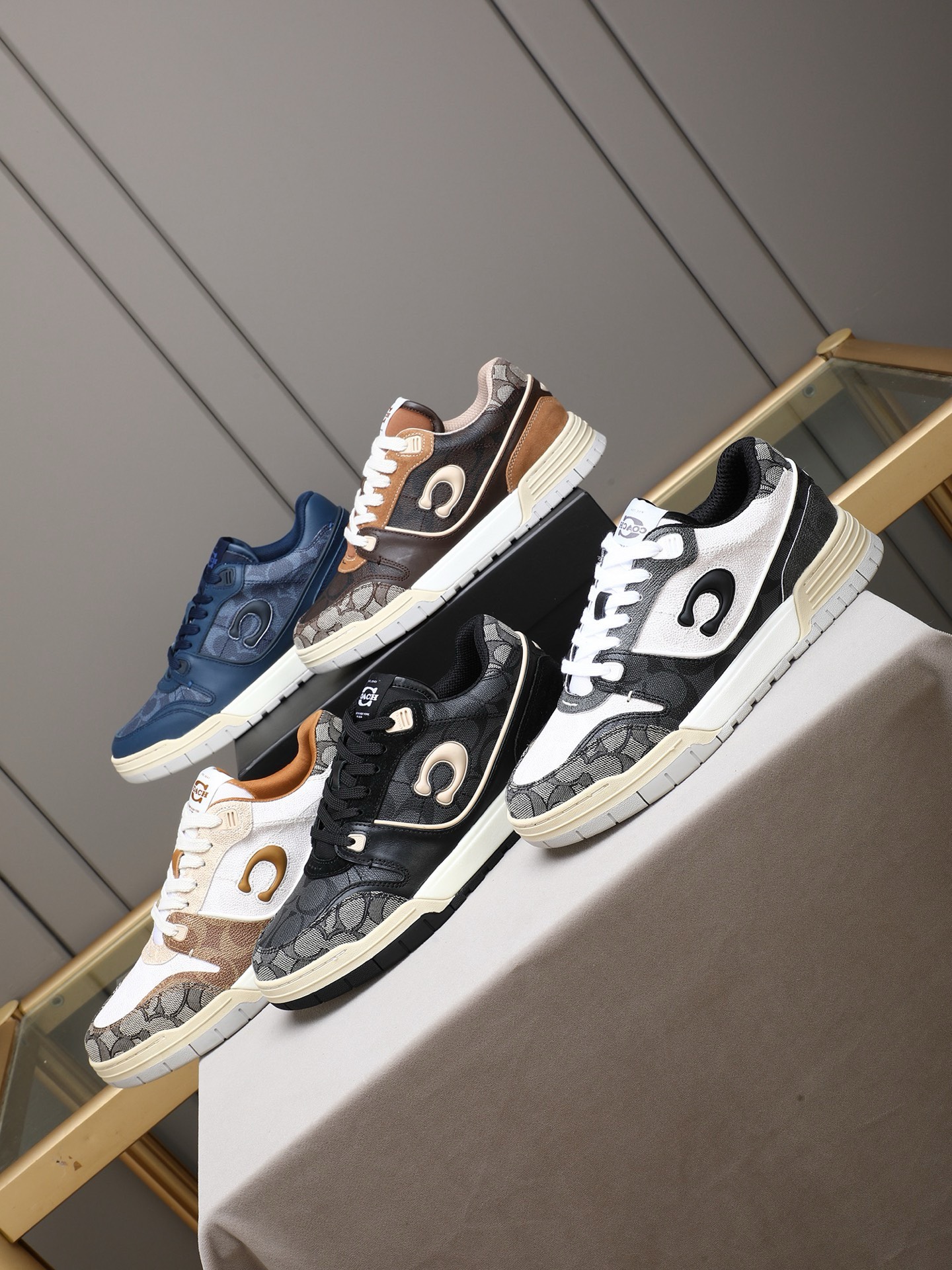 COACH men's sneakers are available in black and white, blue and brown ...
