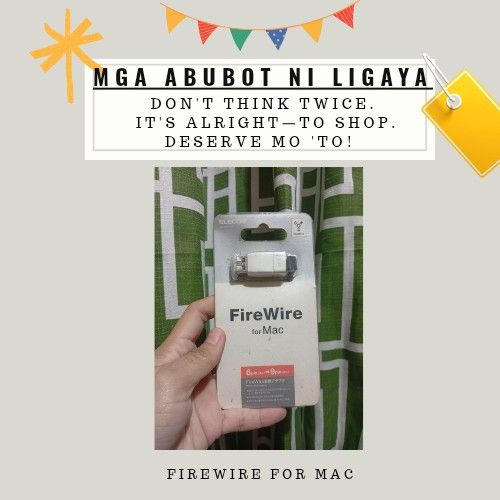 Firewire for Mac Flashdrive type (Category: Cables & Adaptors) located in Taguig. Submitted by mgaabubotniligaya (Listing ID 1400796961, Image 1). Description: Japan Surplus Item Preloved as is declared (not tested) Bawal sa maarte at maselan No return. No refund..
