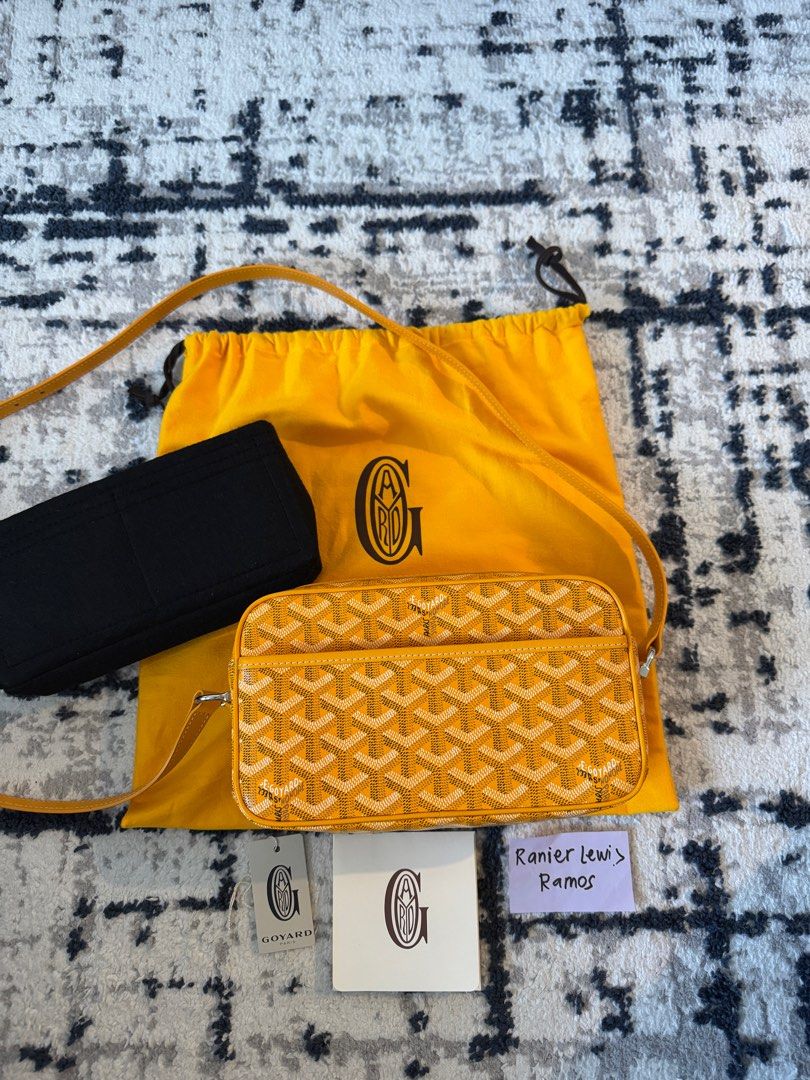 Goyard Yellow Cap Vert PM Bag Yellow (Category: Luxury Bags & Wallets) located in Pasay City. Submitted by instinctiveph (Listing ID 1400922173, Image 1). Description: - Authentic Goyard Cap Vert PM Bag - Color: Yellow - Features the signature Goyardine pattern - Includes: Dust bag, black organizer, and tags Worn once with care and stored Dm me for more detailed pics.