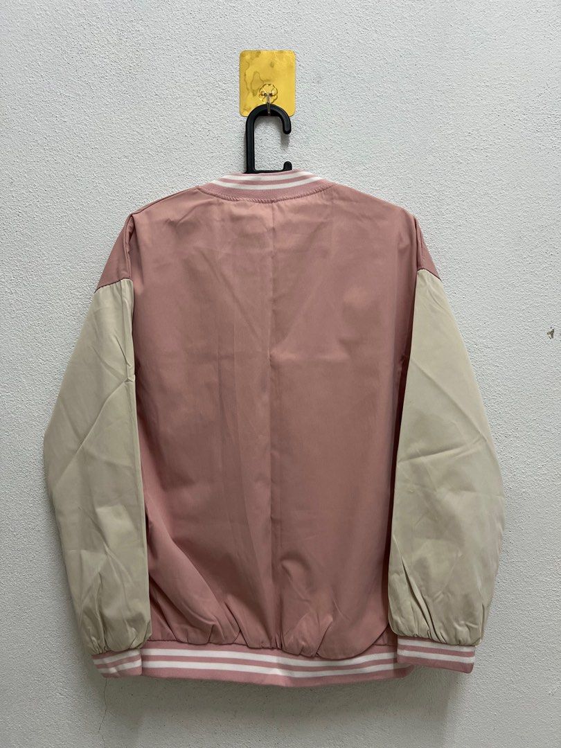 BASEBALL jacket (Category: Coats, Jackets and Outerwear) located in Baling. Submitted by m_i_a_a (Listing ID 1400852172, Image 2). Description: Dusty PINK Never used since I bought it. I purchased it in Melaka. ORIGINAL price RM69.9.