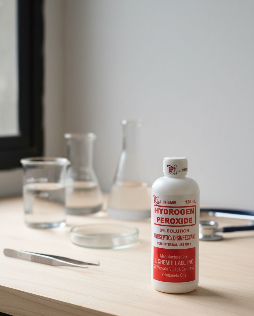JCHEMIE HYDROGEN PEROXIDE 120ML (Category: Medical Supplies & Tools) located in Quezon City. Submitted by andrea_dxs (Listing ID 1400793336, Image 1). Description: .