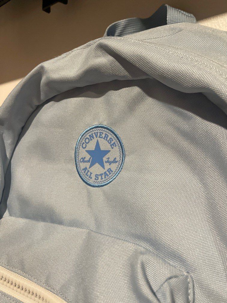 OG Converse Backpack (Category: Backpacks) located in Manila. Submitted by arkaivess (Listing ID 1400909445, Image 2). Description: Converse Backpack Color: Baby Blue/ Powder Blue / Light Blue 🩵 Used a few times only Comes with a matching pouch .