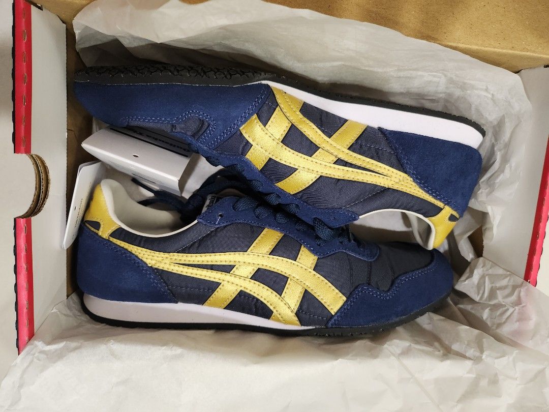 Onitsuka Tiger Serrano Midnight/Pure Gold Sneakers (Category: Sneakers) located in Singapore. Submitted by sfmom (Listing ID 1400934784, Image 1). Description: Brand new Onitsuka Tiger Serrano sneakers in Midnight/Pure Gold. Size women EUR 39.5. Comes with original box. Never worn. brand new..