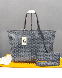 Fast Sale Preloved Goyard Bellechasse PM Black Tan Tote 2016 sz 36