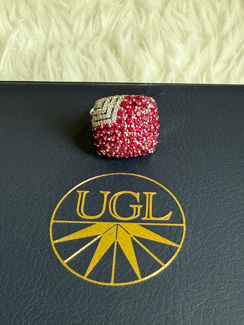 Ruby Ring (Category: Rings) located in Manila. Submitted by itsme_chu (Listing ID 1400791315, Image 2). Description: Real Ruby Stone With diamonds. Pigeon Color Size 8 18kwg Hongkong Setting With Cert..