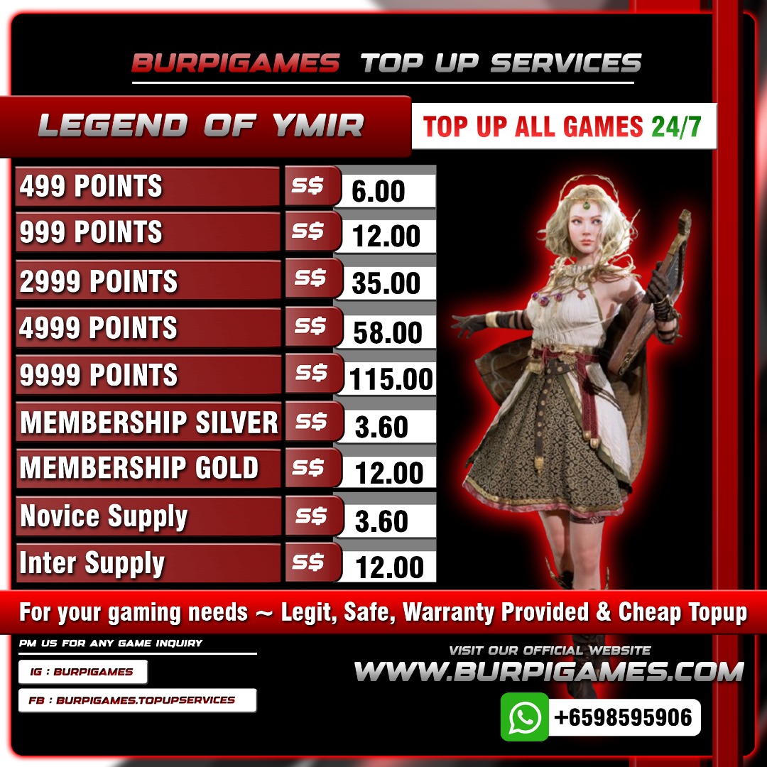 [SAFE] LEGEND OF YMIR TOP UP 24/7, Video Gaming, Gaming Accessories, In ...