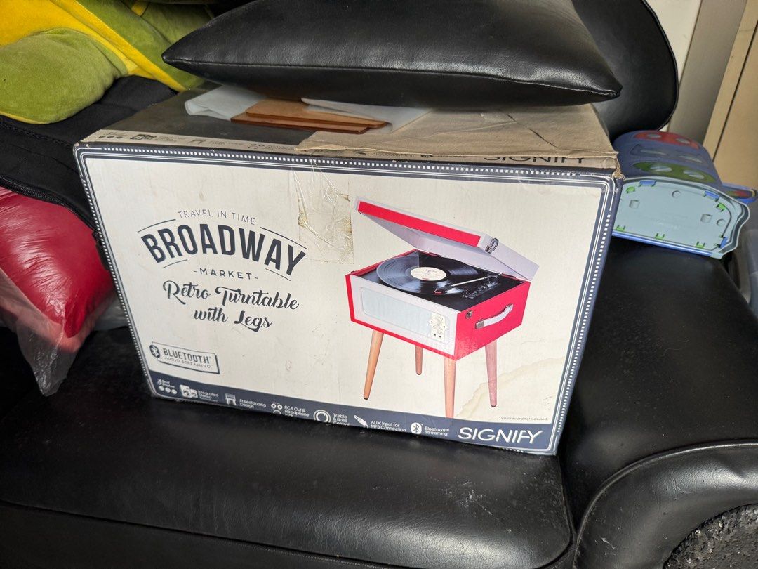 Signify Classic Retro Turntable with Bluetooth and legs (Category: Portable Music Players) located in Manila. Submitted by lucid21 (Listing ID 1400603548, Image 3). Description: Signify Classic Retro Turntable with Bluetooth and legs With box Never used. Opened for testing. Rfs: gift not really in to these things. Pickup only Price is negotiable. .