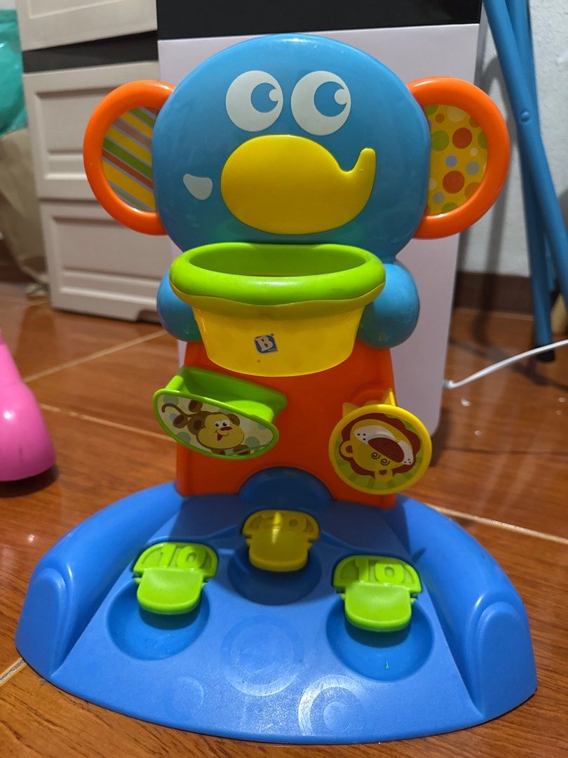 VTech Sit-to-Stand Learning Walker & Toys Bundle (Category: Infant Playtime) located in Manila. Submitted by urwholesaleshopph (Listing ID 1400940155, Image 3). Description: Bundle includes a VTech Sit-to-Stand Learning Walker, an elephant-themed basketball toy, and a bead maze toy. The walker features a detachable activity panel with piano keys, animal buttons, and other interactive elements. The elephant toy has a basketball hoop and buttons. T