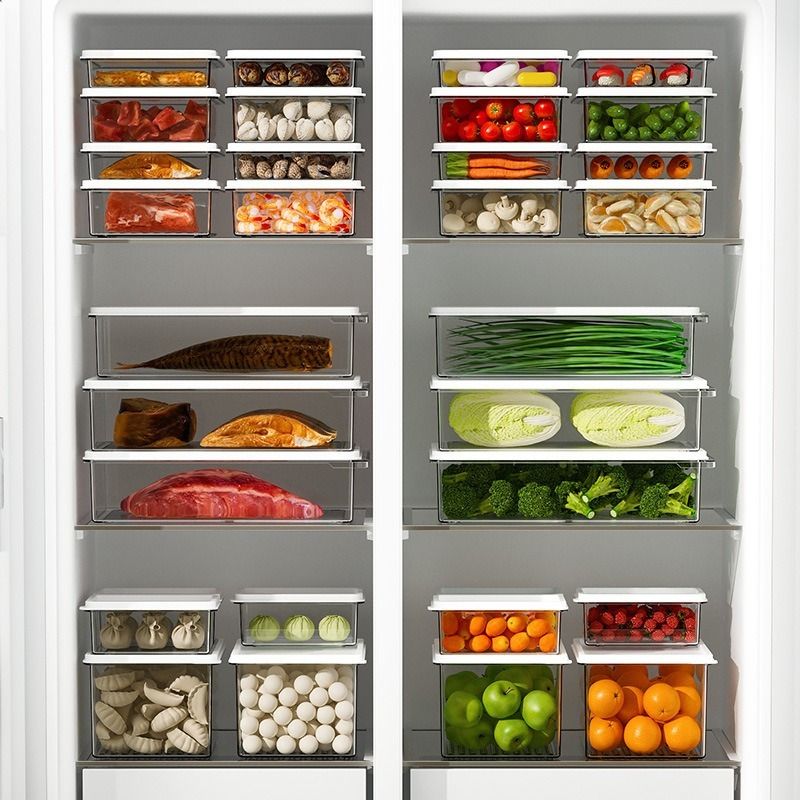 White Food Container Refrigerator Tupperware Storage Kitchen Organizer Lunch box (Category: Food Organization & Storage) located in Manila. Submitted by classy.home (Listing ID 1400826739, Image 3). Description: Color: Transparent, White Materials: Plastic Size : - 450ML - L:13.7 W:10 H:5.5 (cm) - 650ML - L:20.2 W:13.5 H:3.8 (cm) - 1000ML - L:20.2 W:13.5 H:5.5 (cm) - 2100ML - L:20.6 W:13.7 H:10.5 (cm) - 3000ML - L:28.2 W:20.7 H:7.2 (cm).