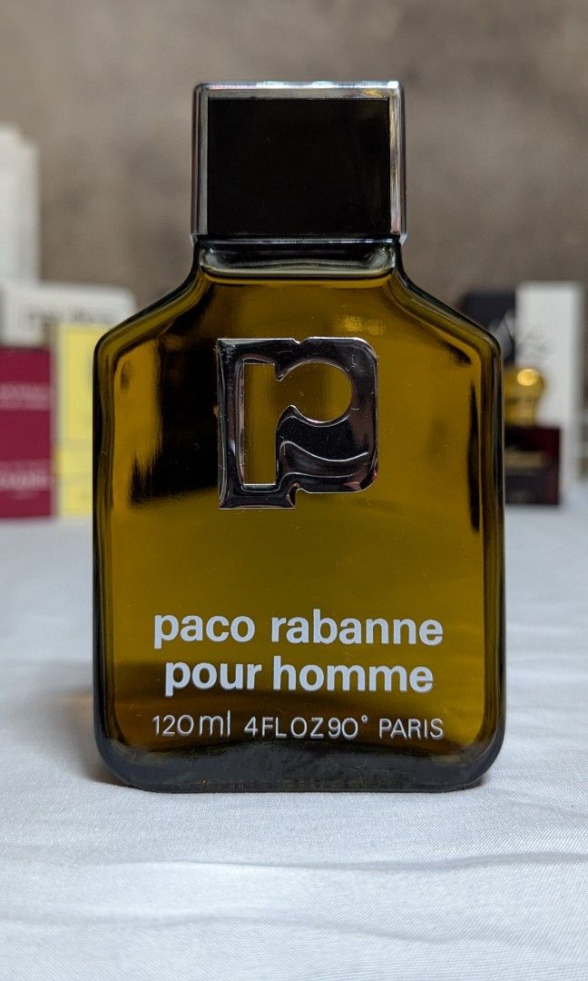 1st formulation Paco Rabanne pour homme (Category: Fragrance & Deodorants) located in Marikina City. Submitted by bettercallson (Listing ID 1401055257, Image 1). Description: First formulation Paco Rabanne pour homme This bottle features the metal PR logo, a sign of the earliest release of this bottle. The scent runs deeper, darker, and more mossy, with that rich herbal-fougere tone you only get from the first batches. 120ml splash -- bottle only