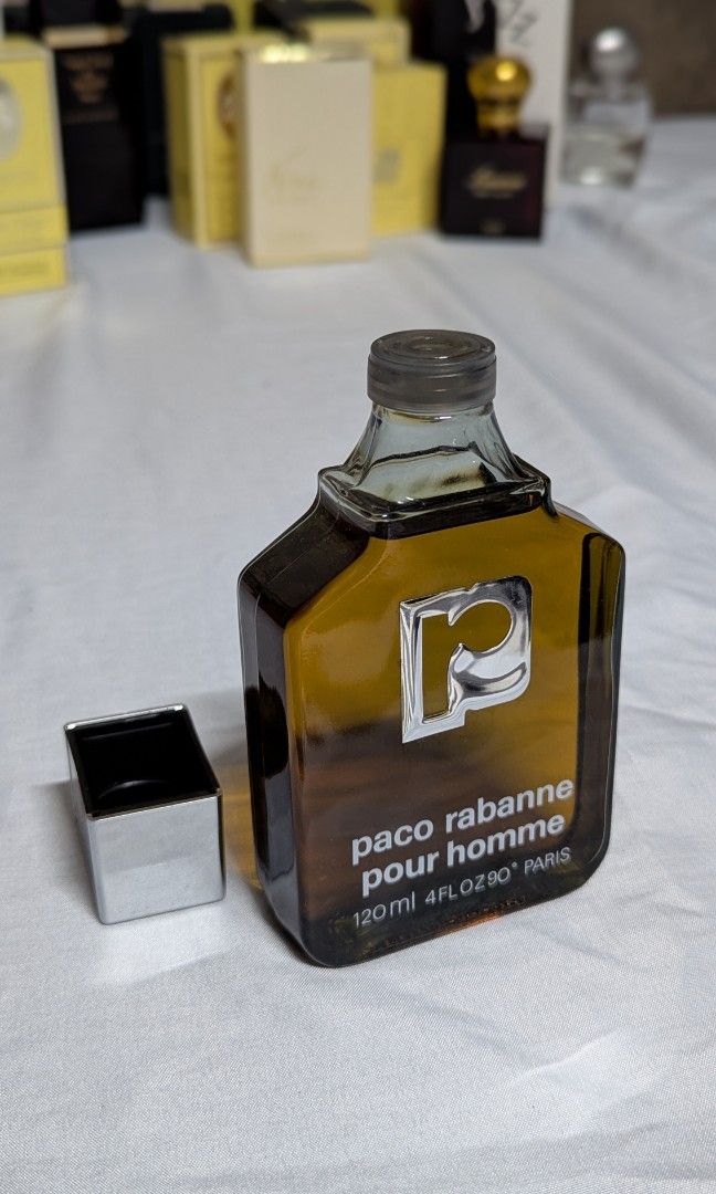 1st formulation Paco Rabanne pour homme (Category: Fragrance & Deodorants) located in Marikina City. Submitted by bettercallson (Listing ID 1401055257, Image 2). Description: First formulation Paco Rabanne pour homme This bottle features the metal PR logo, a sign of the earliest release of this bottle. The scent runs deeper, darker, and more mossy, with that rich herbal-fougere tone you only get from the first batches. 120ml splash -- bottle only