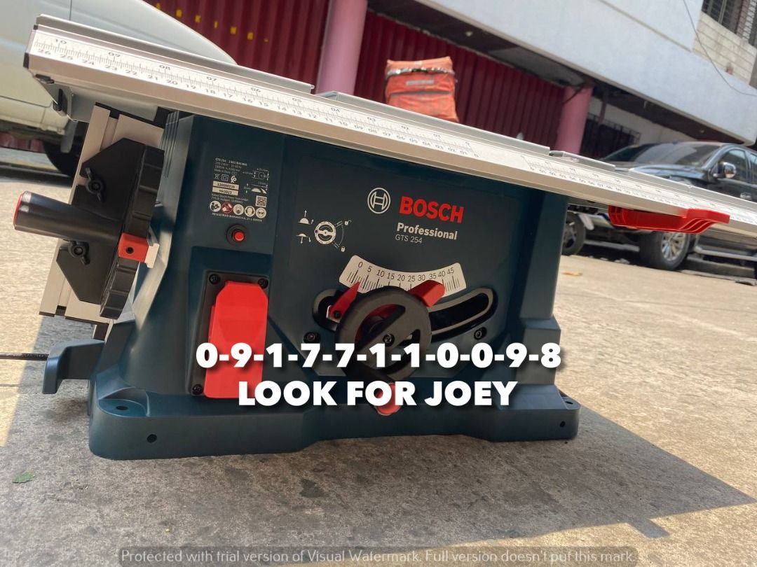 BOSCH GTS 254 PROFESSIONAL TABLE SAW MACHINE (Category: Other Home Furniture) located in Manila. Submitted by joeyroque09 (Listing ID 1400980372, Image 1). Description: BOSCH GTS 254 PROFESSIONAL TABLE SAW MACHINE Specs: 10” / 254mm (1,800w) .