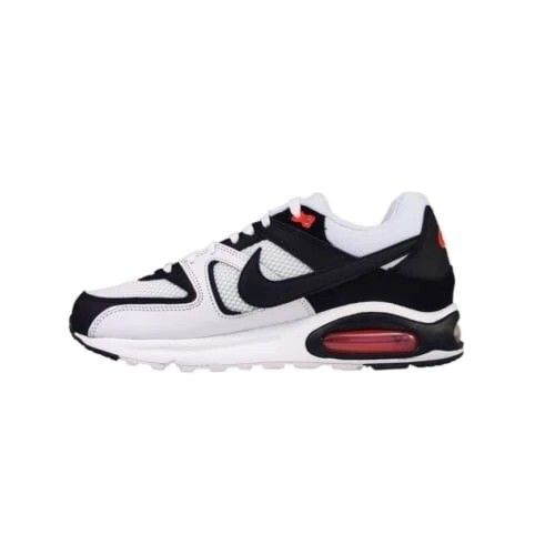 Brandnew Nike Air Max Command Sneakers (Category: Sneakers) located in San Carlos. Submitted by walkthisway.16 (Listing ID 1401121350, Image 3). Description: Nike Air Max Command sneakers in a white, black, and red colorway. Features the iconic Air Max bubble in the heel. The shoes have a mesh upper for breathability and a durable rubber outsole. The Nike swoosh is prominently displayed on the sides. The Air Max logo is visible on the side of the