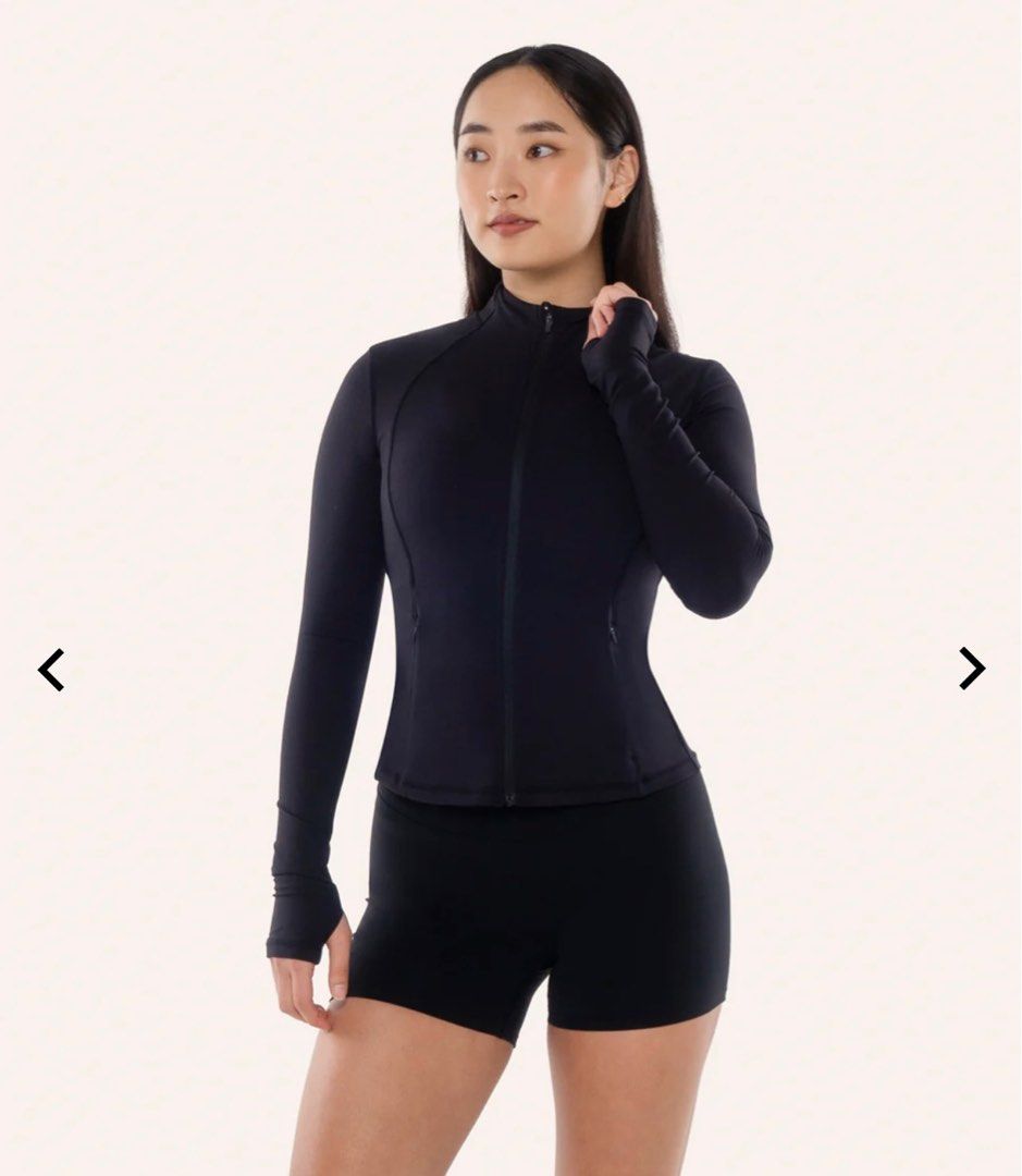 Cheak Sculpt Black Zip-Up Jacket in Sesame (Category: Coats, Jackets and Outerwear) located in Manila. Submitted by pinkhamster (Listing ID 1401080039, Image 2). Description: - Black zip-up jacket - High collar - Thumb holes - Fitted design - Full-length zipper - Front pockets - Small logo at the back - Perfect for athletic activities Brand new Retails for 3590 php.