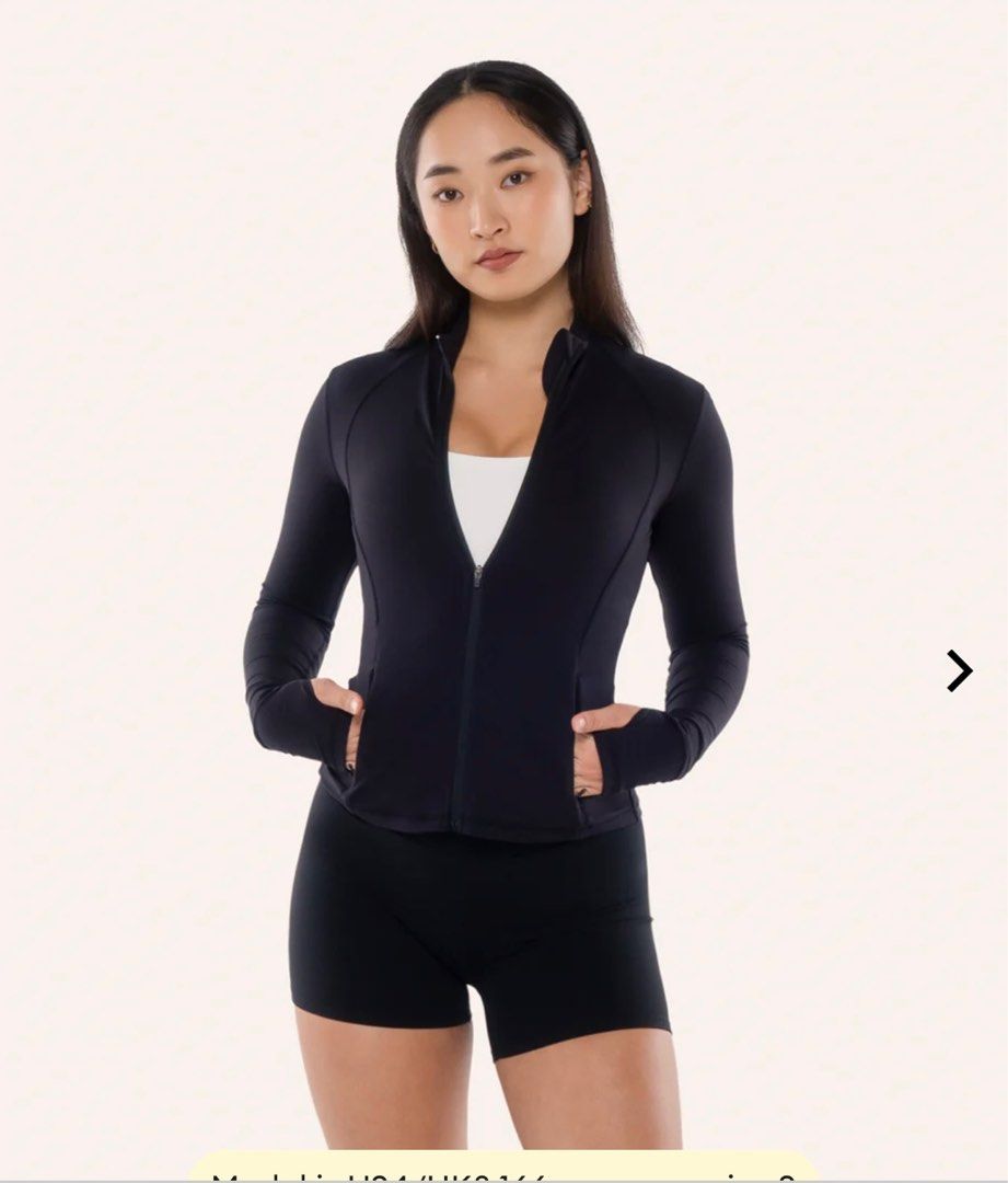 Cheak Sculpt Black Zip-Up Jacket in Sesame (Category: Coats, Jackets and Outerwear) located in Manila. Submitted by pinkhamster (Listing ID 1401080039, Image 1). Description: - Black zip-up jacket - High collar - Thumb holes - Fitted design - Full-length zipper - Front pockets - Small logo at the back - Perfect for athletic activities Brand new Retails for 3590 php.
