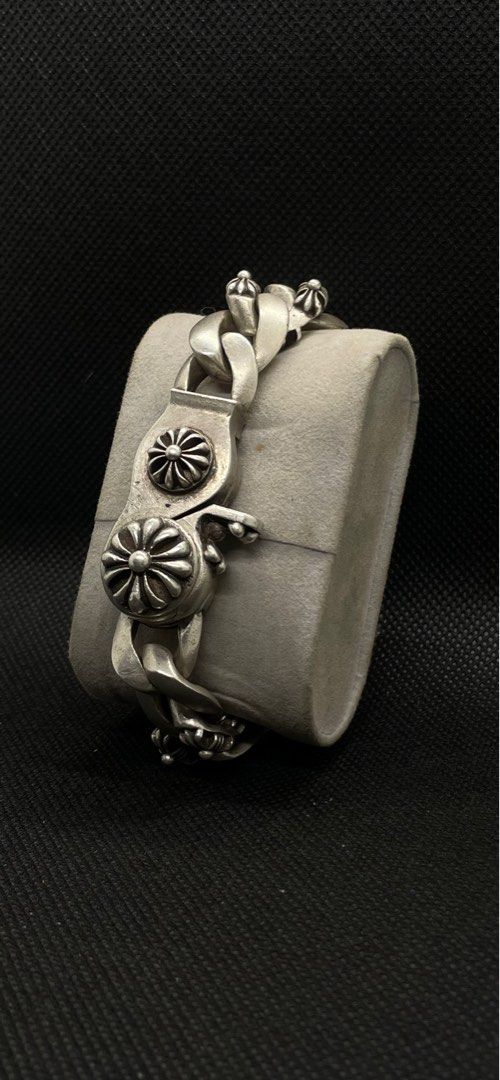 Chrome Hearts Bracelet Sterling Silver (Category: Jewelry) located in Lipa City. Submitted by tadora.co (Listing ID 1401041994, Image 2). Description: Chrome Hearts Bracelet 925 Silver 148.8 Grams 👑34999Php all items are thrifted and pre loved so manage your expectation condition may vary due to lighting : sf is shouldered by the buyer..