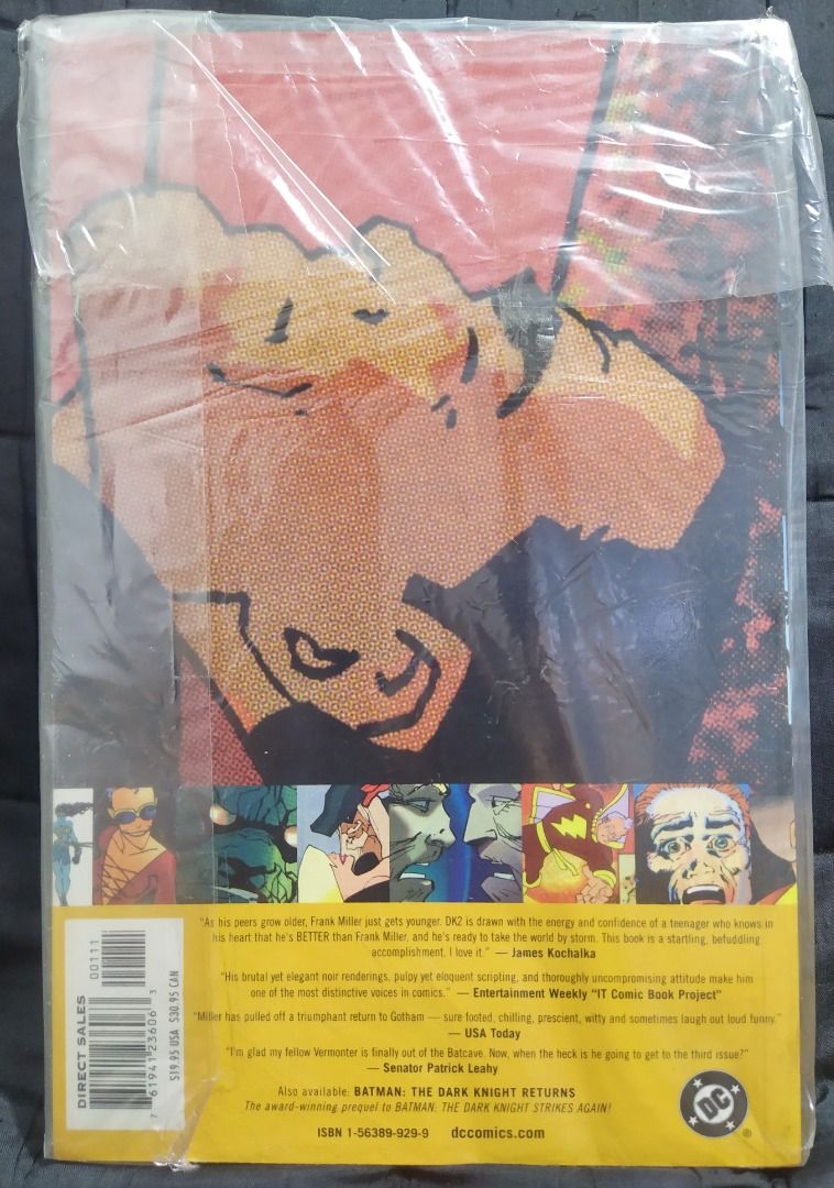 DC Comics BATMAN: THE DARK KNIGHT STRIKES AGAIN Trade Paperback (Category: Comics & Manga) located in Manila. Submitted by ace.hobbies (Listing ID 1401024925, Image 2). Description: 🏷️ Item for Sale DC Comics BATMAN: THE DARK KNIGHT STRIKES AGAIN Trade Paperback 🔎 Item Description: - Compiles Batman: The Dark Knight Strikes Again #1-3 with bonus materials. - Batman: The Dark Knight Strikes Again and DK2, is a 2001–2002 DC Comics three-issue lim