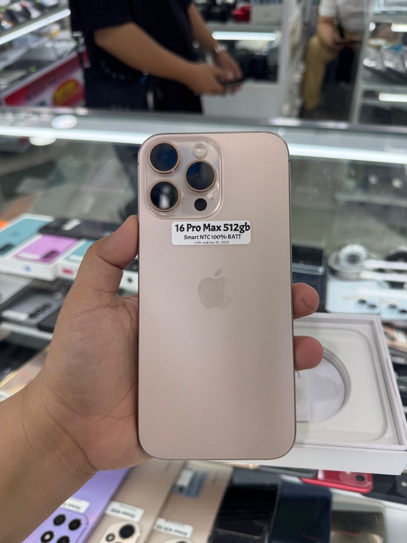 Iphone 16 Pro Max 512gb 100% batt Smartlocked NTC RUSH (Category: iPhone 16 Series) located in San Juan City. Submitted by javedsgadgetshop (Listing ID 1401052545, Image 2). Description: INSTALLMENT OPTIONS : SPAY LATER / GGIVES / CREDIT CARD! WE BUY AND SELL SO PWEDE MAGBINTA OR SWAP ! Quick Specs : 💵 Iphone 16 Pro Max •512gb •NTC Variant •100% batt health •Smartlocked •99% Smoothness •No hidden issue | No Repaired •100% Authentic | Not Refurbi