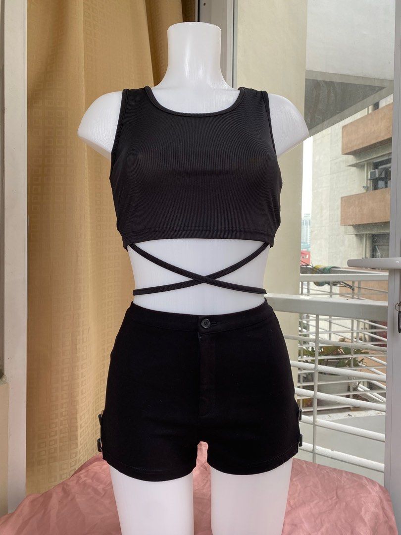 Lara Croft Halloween Outfit (Category: Sets or Coordinates) located in Manila. Submitted by marybelle.mb (Listing ID 1401068129, Image 2). Description: Racerback Top — ₱180 brandnew shein (xs-medium) Mini short — ₱170 brandnew (xs).