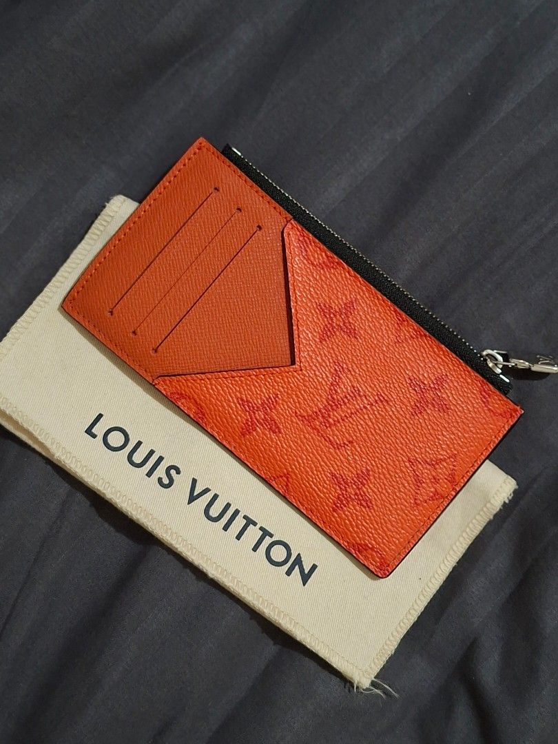 Louis Vuitton Card Holder (Category: Luxury Bags & Wallets) located in Manila. Submitted by altheasboutiqueph (Listing ID 1401073548, Image 2). Description: - Louis Vuitton card holder - Eye-catching orange exterior - Classic LV monogram pattern - Includes a zippered compartment - Multiple card slots - Comes with dust bag -Date Code: AR1240 RFS: need funds | just sitting at home unused, so better to sell it. - No box & card.
