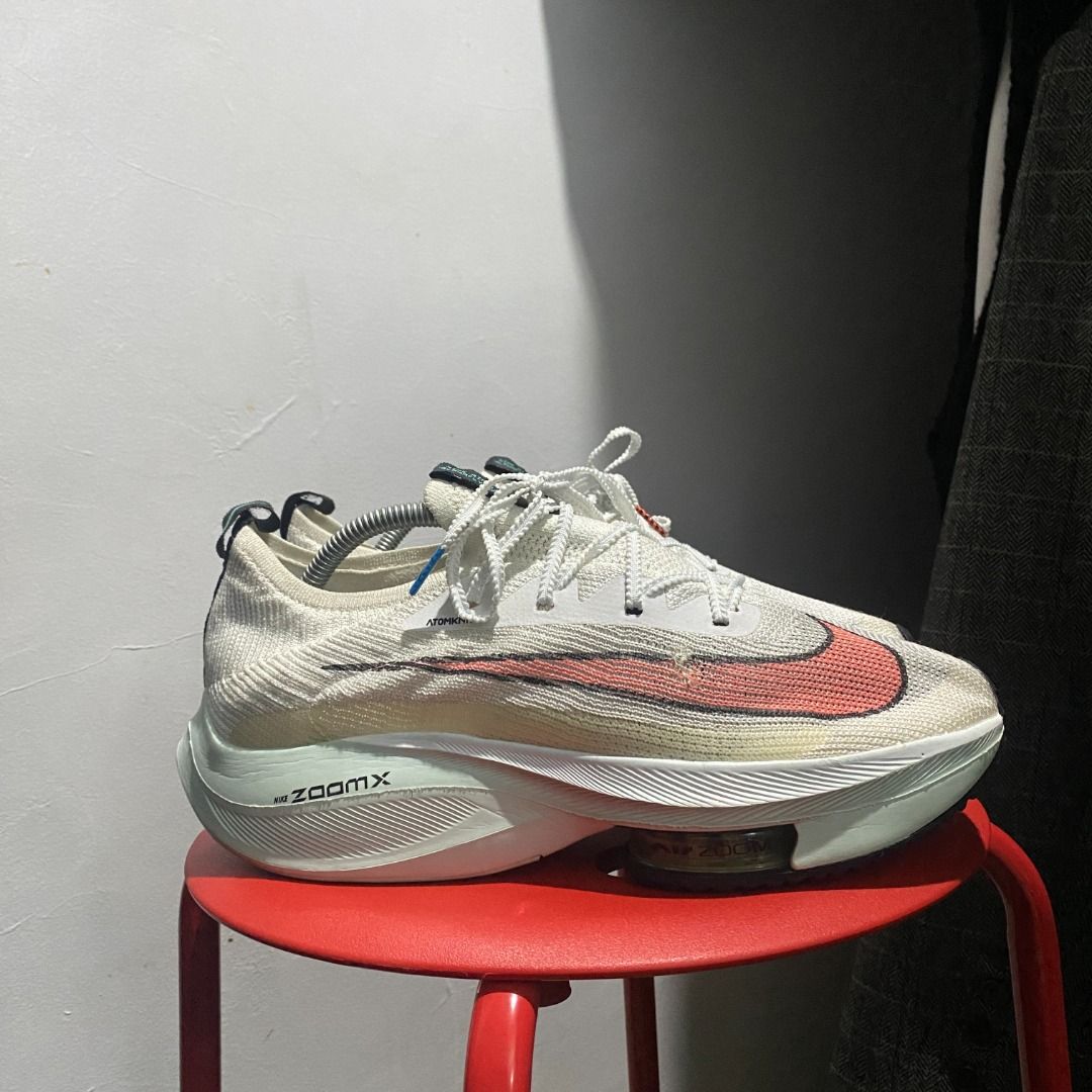 Nike Air Zoom Alphafly Next% 8.5 (Category: Sneakers) located in Antipolo. Submitted by bentakahitanoano (Listing ID 1401159406, Image 1). Description: Nike Air Zoom Alphafly Next% Size 8.5 Condition: Still wearable — minor issues as shown in photos. Small snag/damage on the knit upper (has been repaired). Lightweight, high-performance running shoes engineered for speed and efficiency — featuring ZoomX cushioning and a propulsive carbon plate. Pe
