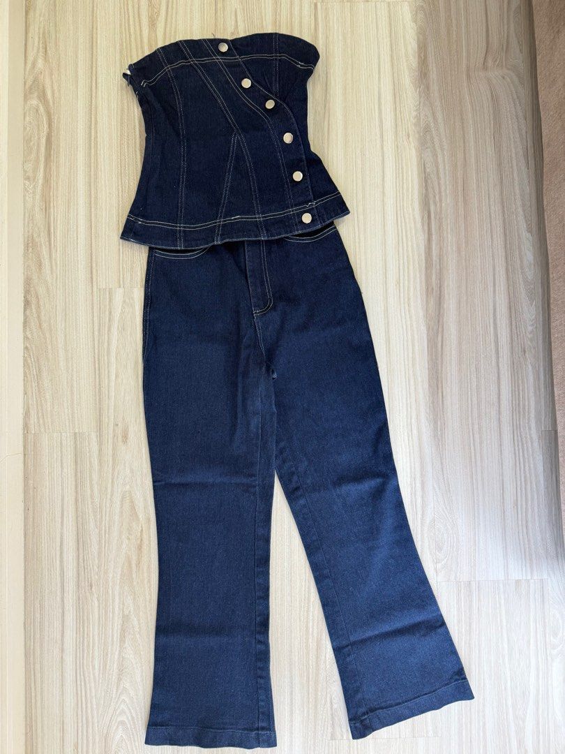Peony Bangkok Denim Set Pants Top (Category: Sets or Coordinates) located in Pasig City. Submitted by revolveisland (Listing ID 1400990710, Image 1). Description: .