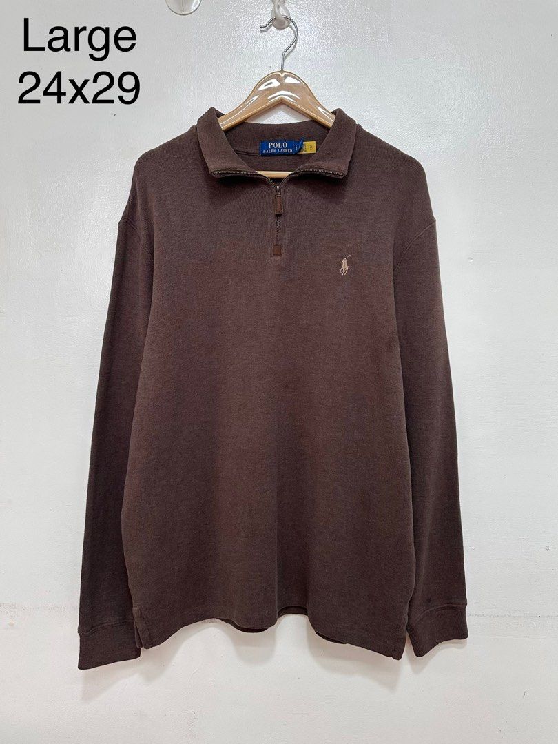 Polo Ralph Lauren Quarter Zip Choco Brown Large (Category: Coats, Jackets and Outerwear) located in Santiago. Submitted by kagayami (Listing ID 1401157543, Image 1). Description: Dimes 24x29 Large Authentic No issues 10/10 Color Rate.