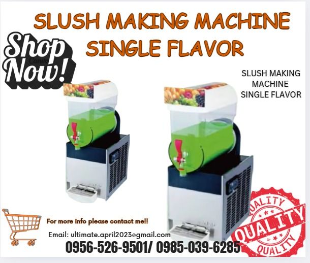 SLUSH MAKING MACHINE SINGLE PERSON FOR SALE (Category: Looking For) located in Pasig City. Submitted by akiramckency (Listing ID 1401039456, Image 1). Description: 🌏 WE DELIVER NATIONWIDE🌏 👉 FOR ORDER 👉 Send Us message Bellow👇 👇 👇 ✨ Terms Of Payment: ✨ 50% Downpayment and ✨ 50% Upon pick up / Deliver 📍 LOCATED IN PASIG CITY Model :KS-10×1 Capacity :10 liter×1 Compressor :Cubigel R134a Voltage : 220V-240V/110V-120V 50HZ/60HZ Power :500W Te