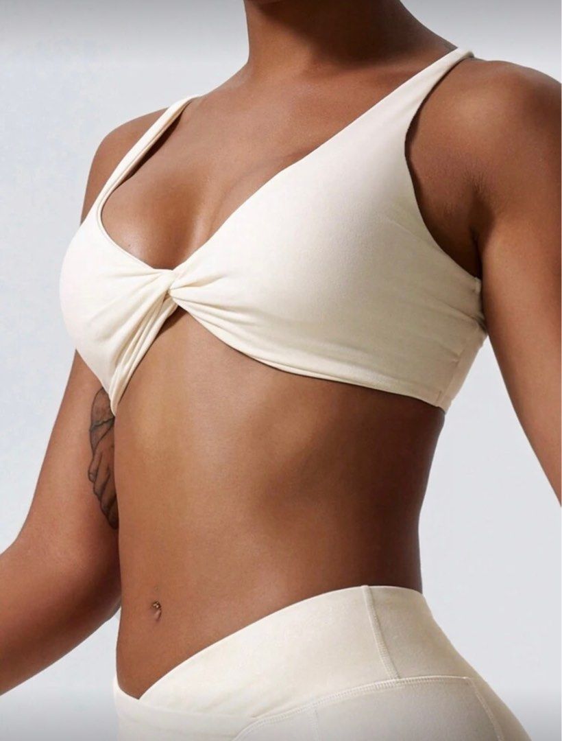 Twist Front Sports Bra (Category: Activewear) located in Santa Rosa. Submitted by _nxxy (Listing ID 1401017685, Image 3). Description: Ideal for low to medium impact workouts and everyday wear. ₱350/each.