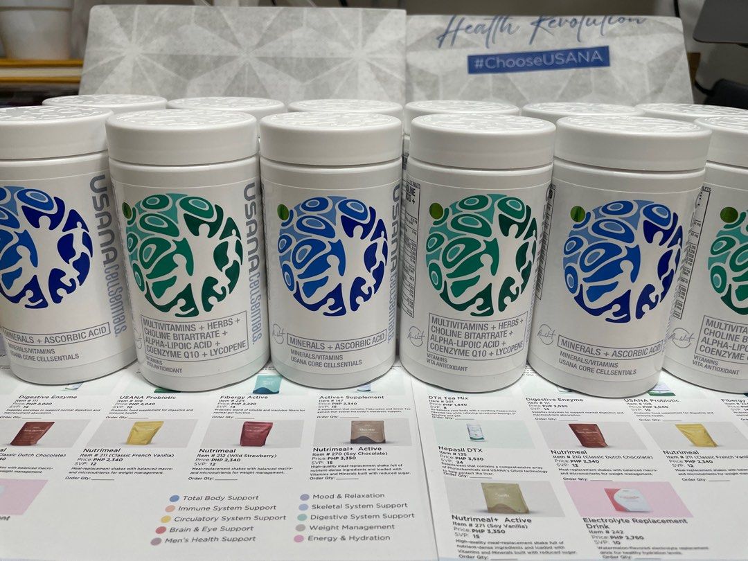 USANA Cellsentials / Multivitamins / Vitamins Supplements (PER PAIR) (Category: Health Food, Drinks & Tonics) located in Quezon City. Submitted by ninascout (Listing ID 1400998264, Image 2). Description: USANA Cellsentials [PER PAIR] Expiration dates: Dec 2026 / Feb 2027 With free pouches!! Retail price: PHP 4,430 PER PAIR Tomas Morato/Timog Ave., Q.C. areap.